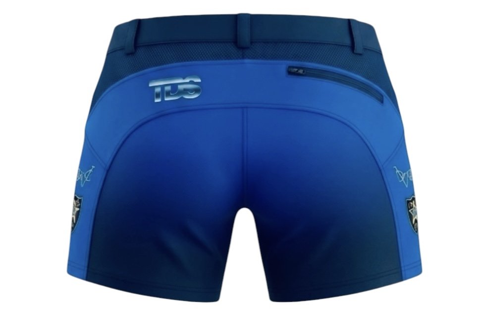 TDS Lady Sublimation Shooting Shorts BLUE IPSC Logo - view 2
