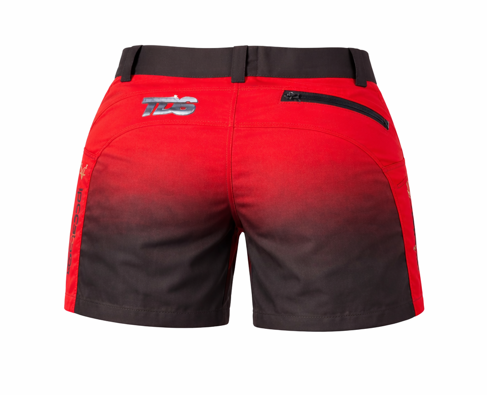 TDS Custom Wear IPSC Lady Shooting Short Pants Red Design - view 2